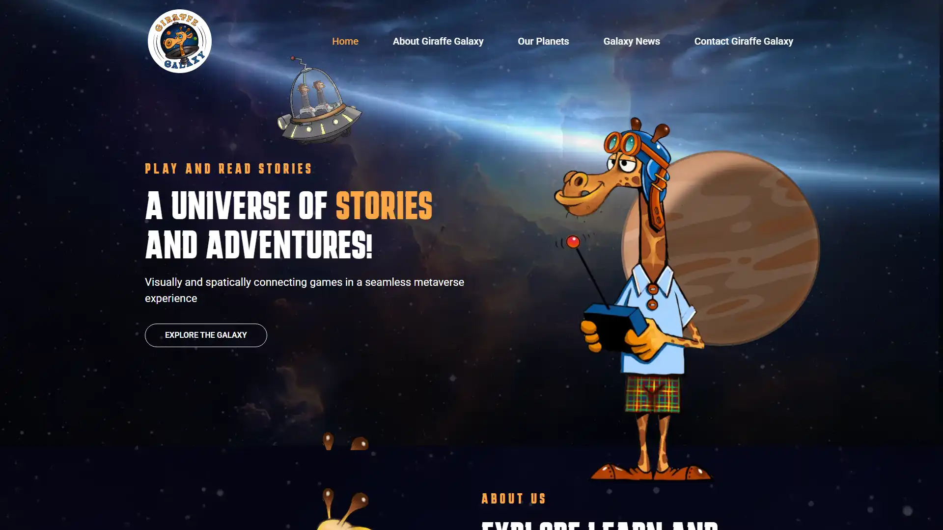 Giraffe Galaxy WordPress website design and development by freelance web developer